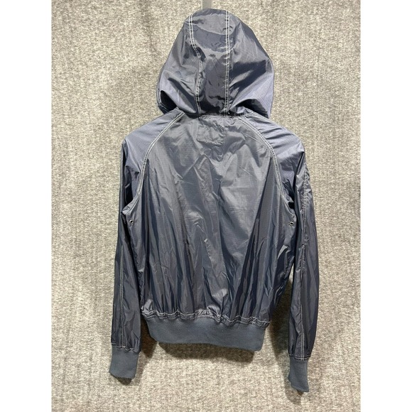 Schott Bros Large Windbreaker Rain Jacket Bomber Style Hooded Navy Blue VTG 90s - Picture 7 of 13